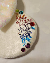 Load image into Gallery viewer, White velvet and rainbow flower sparkle ears headband