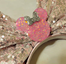 Load image into Gallery viewer, Pink and Silver Minnie ears
