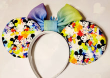 Load image into Gallery viewer, Rainbow splatter painter Mickey ears headband
