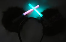 Load image into Gallery viewer, Chewie ears with glow in the dark lightsabers
