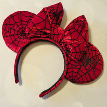 Load image into Gallery viewer, Spiderman velvet ears with puffy bow
