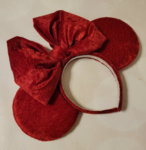 Load image into Gallery viewer, Velvet Christmas ears with puffy bow
