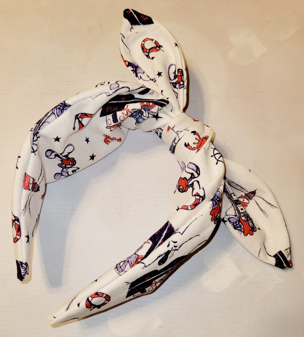 Nautical Mickey and Minnie knotty headband