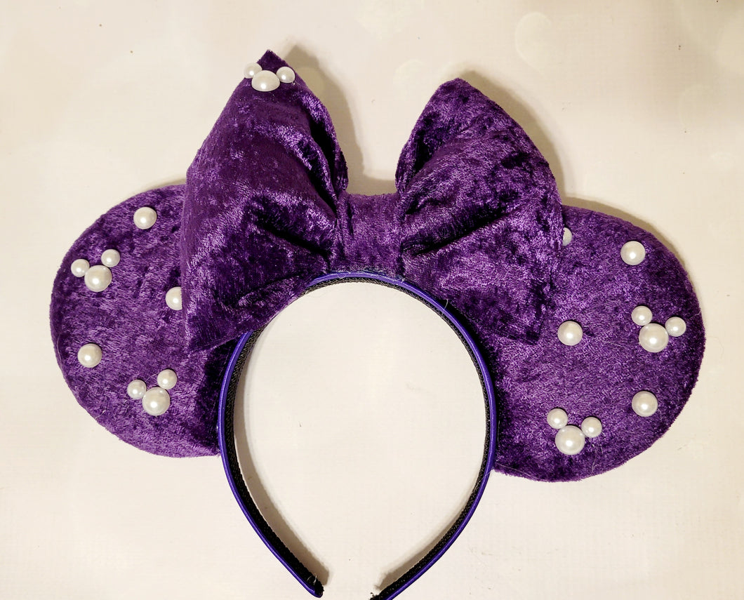 Royal purple velvet ears with pearls