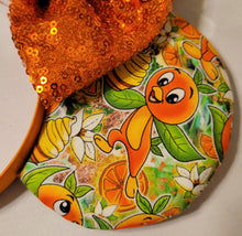 Load image into Gallery viewer, Citrus Swirl and Orange Bird ears
