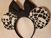 Load image into Gallery viewer, Skull and crossbones lace Halloween ears
