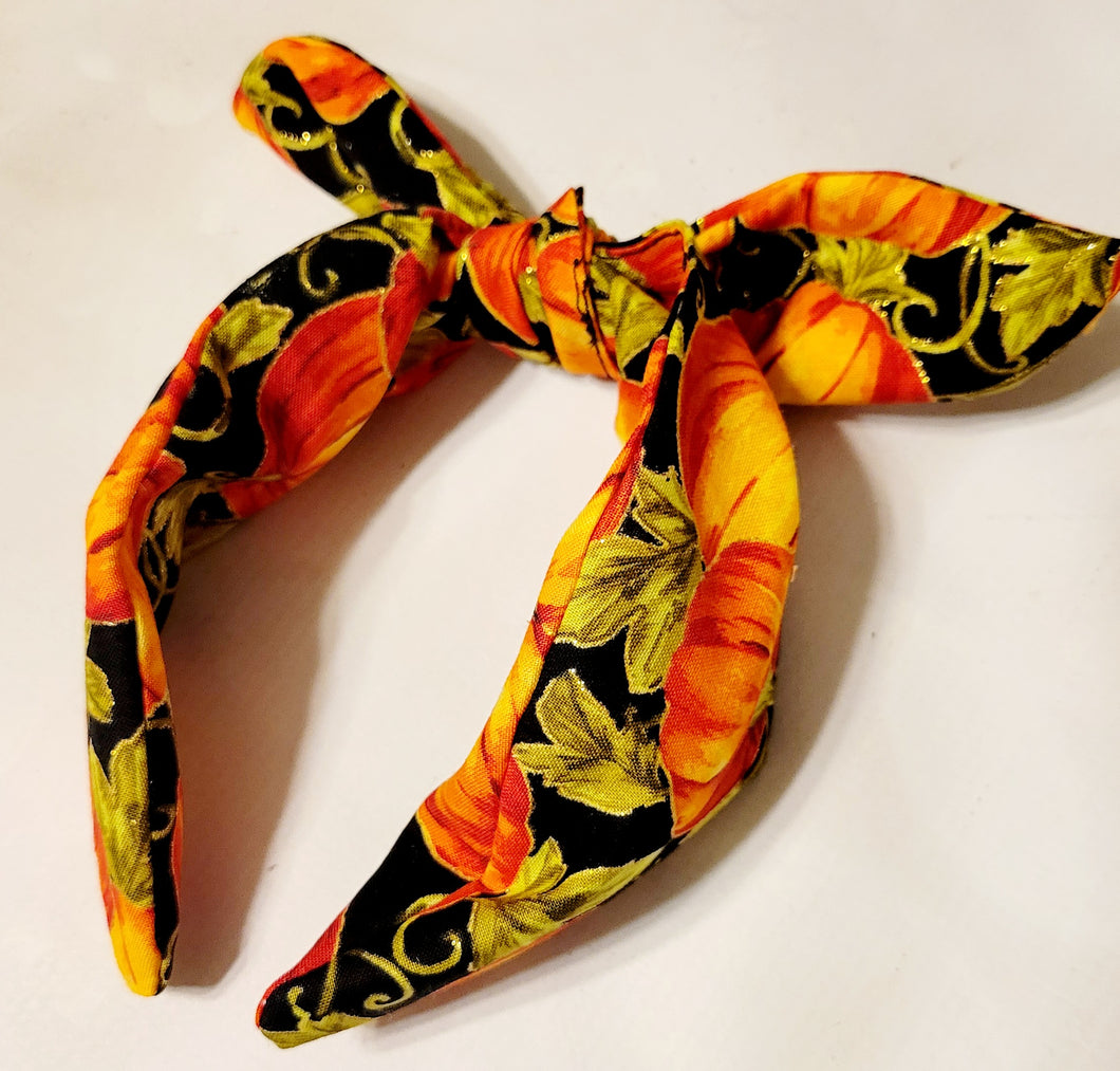 Pumpkin knotty headband with gold glitter details