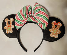 Load image into Gallery viewer, Gingerbread and candy cane Mickey ears

